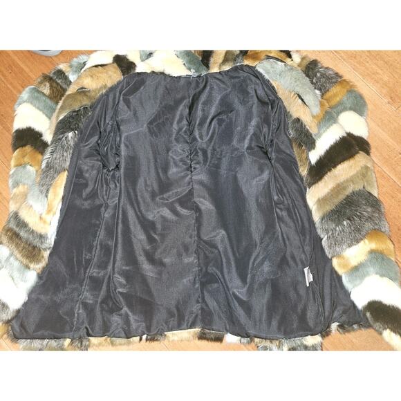 Beulah Faux Fur Coat Multicolor Brown/Gray Size S/M - Picture 6 of 10